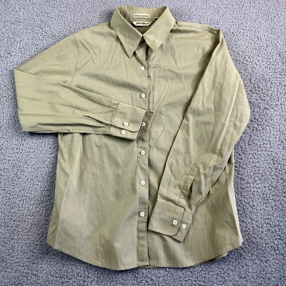 Eddie Bauer Tops - Eddie Bauer Womens Button Up Top Medium Green Casual Neutral‎ Y2K Casual No Iron